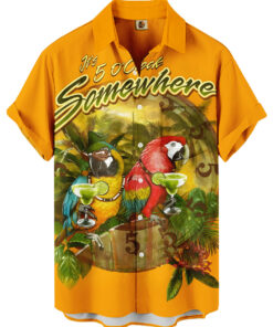 Orange Parrot Tropical Hawaiian Shirt – It’s 5 O’Clock Somewhere