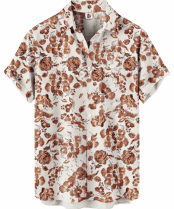 Floral Hawaiian Shirt – White and Coral Pink