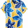 Blue and Yellow Floral Hawaiian Shirt – Tropical
