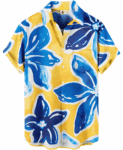 Blue and Yellow Floral Hawaiian Shirt – Tropical