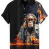 Black Hawaiian Shirt – Cool Monkey Bar Print, Casual