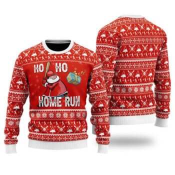 2025 Baseball Ho Ho Homerun Ugly Christmas Sweater