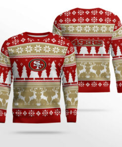 2025 Christmas 49ers Reindeer Football Ugly Sweater