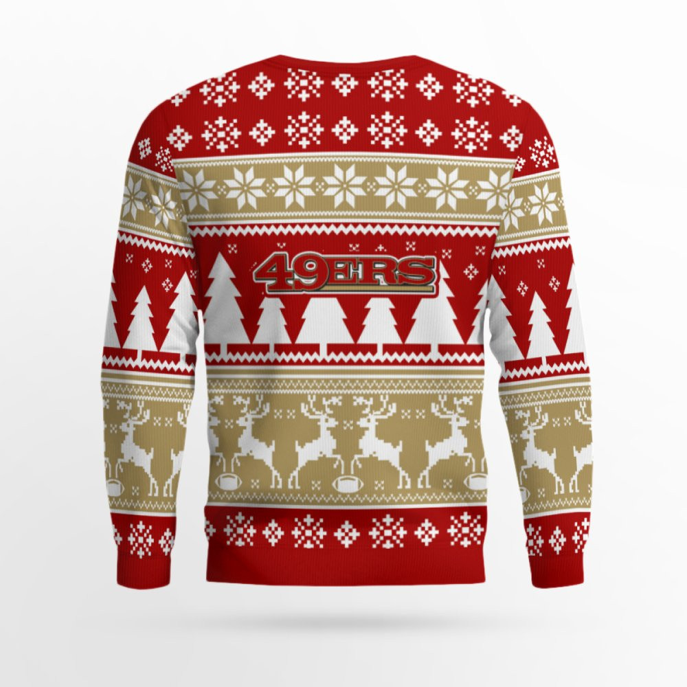 2025 Christmas 49ers Reindeer Football Ugly Sweater 2025 Christmas 49ers Reindeer Football Ugly Sweater