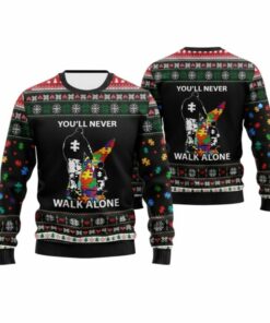 2025 Christmas Autism You’ll Never Walk Alone Ugly Sweater