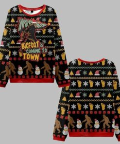 2025 Christmas Bigfoot is Coming to Town Ugly Christmas Sweater