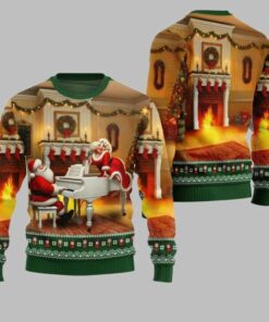 2025 Christmas Bold Piano Claus Ugly Christmas Sweater