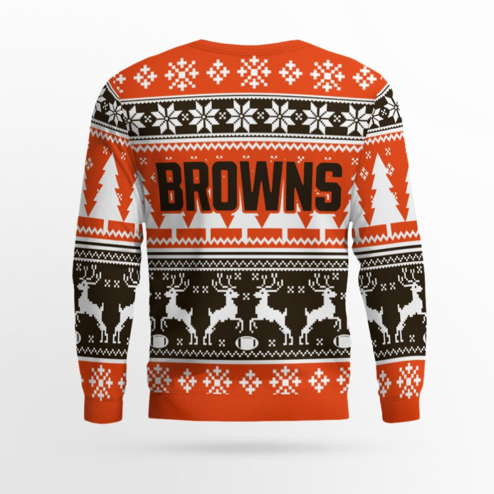 2025 Christmas Browns Reindeer Football Ugly Sweater 2