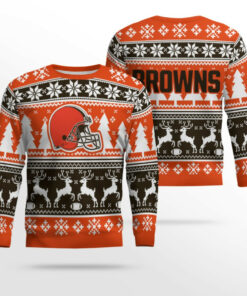 2025 Christmas Browns Reindeer Football Ugly Sweater