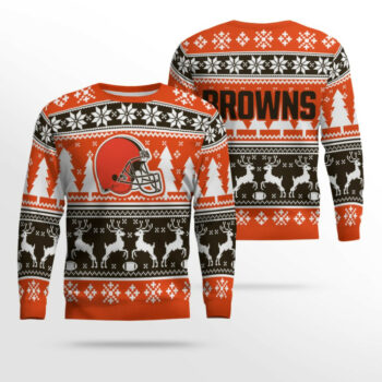 2025 Christmas Browns Reindeer Football Ugly Sweater
