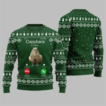 2025 Christmas Calling Capybara Ugly Sweater
