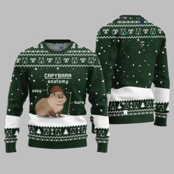 2025 Christmas Capybara Anatomy Ugly Christmas Sweater