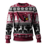 2025 Christmas Cardinals Reindeer Football Ugly Sweater