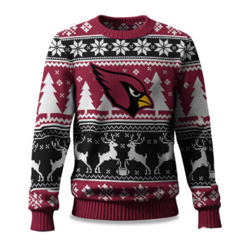 2025 Christmas Cardinals Reindeer Football Ugly Sweater