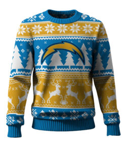 2025 Christmas Chargers Reindeer Football Ugly Sweater
