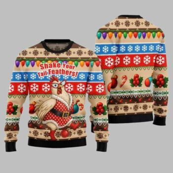2025 Christmas Chicken Shake Your Tail Feathers Ugly Christmas Sweater