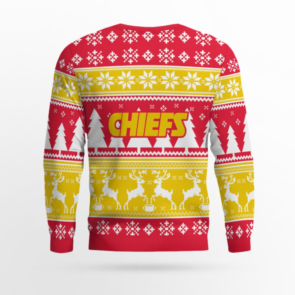 2025 Christmas Chiefs Reindeer Football Ugly Sweater 2