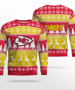 2025 Christmas Chiefs Reindeer Football Ugly Sweater