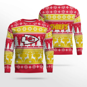 2025 Christmas Chiefs Reindeer Football Ugly Sweater
