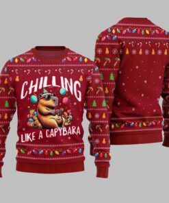 2025 Christmas Chilling Like A Capabara Ugly Christmas Sweater
