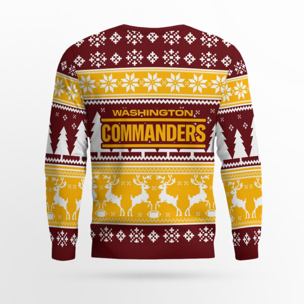 2025 Christmas Commanders Reindeer Football Ugly Sweater 2
