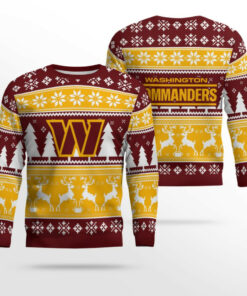 2025 Christmas Commanders Reindeer Football Ugly Sweater