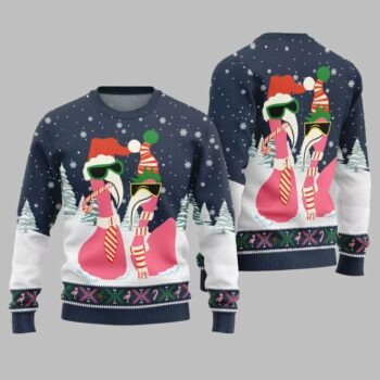 2025 Christmas Cool Flamingo Ugly Christmas Sweater
