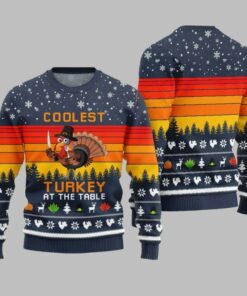 2025 Christmas Coolest Turkey At The Table Ugly Christmas Sweater