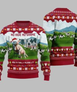2025 Christmas Cow No Hide No Shame Now I’m Finally Miling Life Ugly Christmas Sweater