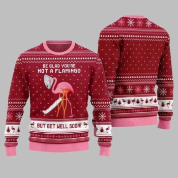 2025 Christmas Crazy Flamingo Oops Broken Leg Ugly Christmas Sweater