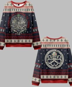 2025 Christmas Cthulhu Is Coming To Town Ugly Christmas Sweater