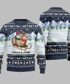 2025 Christmas Couple Capybaras Ugly Christmas Sweater