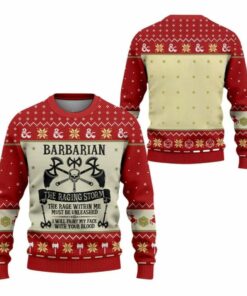2025 Christmas DnD Barbarian The Raging Storm Ugly Sweater