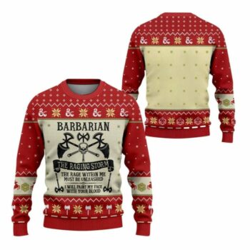 2025 Christmas DnD Barbarian The Raging Storm Ugly Sweater