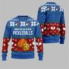 2025 Christmas Drink The Halls With Pickleballs Ugly Sweater Blue