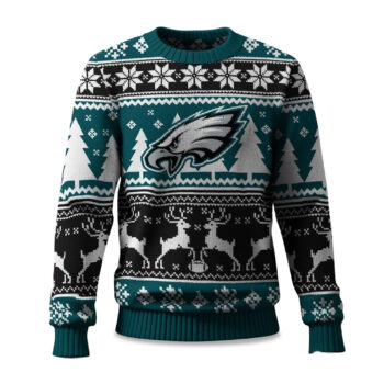 2025 Christmas Eagles Reindeer Football Ugly Sweater