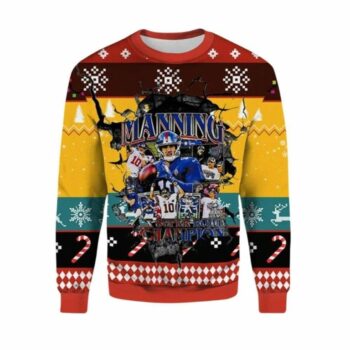2025 Christmas Eli Manning NY Giants Ugly Christmas Sweater