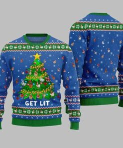 2025 Christmas Epic Chicken Ornament On Christmas Tree Ugly Christmas Sweater Blue