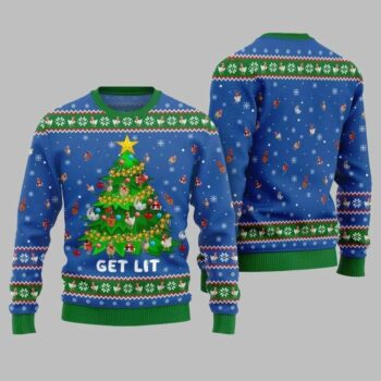 2025 Christmas Epic Chicken Ornament On Christmas Tree Ugly Christmas Sweater Blue