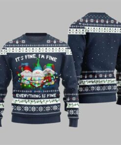 2025 Christmas Everything Is Fine Gnome Ugly Sweater Green