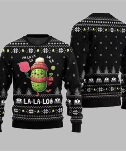 2025 Christmas Fa La Lob Pickleball Ugly Sweater Black