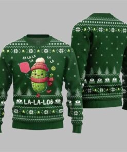 2025 Christmas Fa La Lob Pickleball Ugly Sweater Green