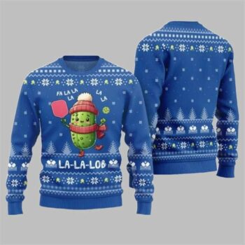 2025 Christmas Fa La Lob Pickleball Ugly Sweater Blue
