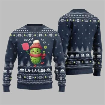 2025 Christmas Fa La Lob Pickleball Ugly Sweater Navy