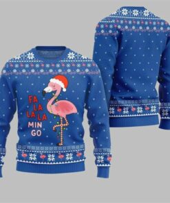 2025 Christmas Fala Mingo Flamingo Sweater Blue
