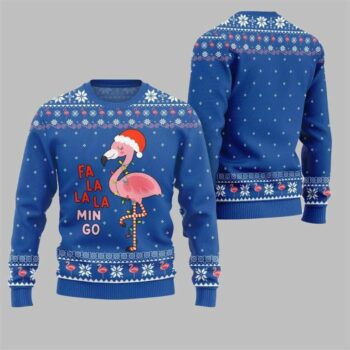 2025 Christmas Fala Mingo Flamingo Sweater Blue