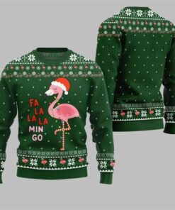 2025 Christmas Fala Mingo Flamingo Sweater Green