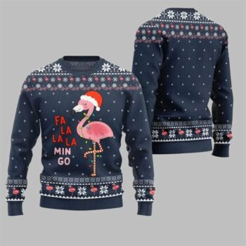 2025 Christmas Fala Mingo Flamingo Sweater Navy