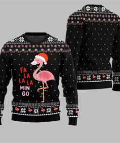 2025 Christmas Fala Mingo Flamingo Sweater Black