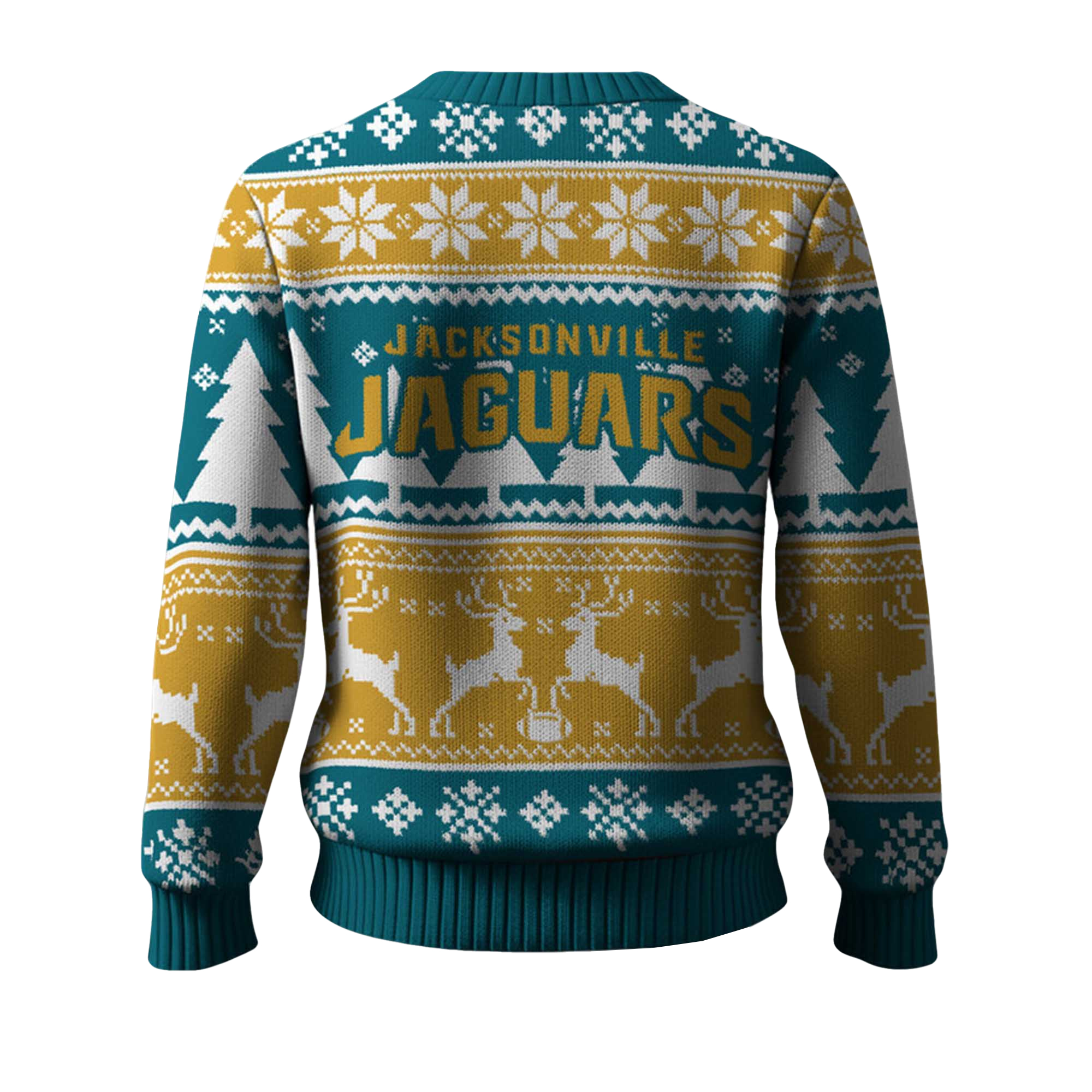 2025 Christmas Jaguars Reindeer Football Ugly Sweater 2025 Christmas Jaguars Reindeer Football Ugly Sweater